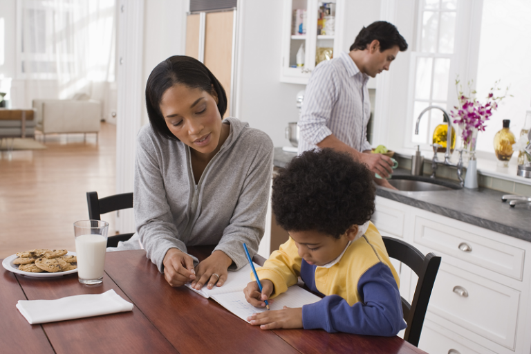 comfortable family with new heat pump
